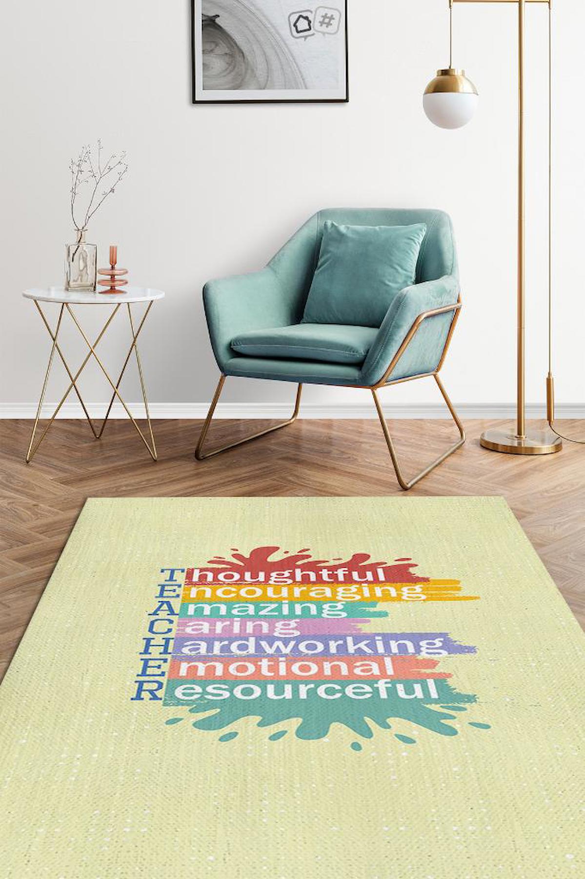 Homshtag Öğretmen Özellikleri Krem 4 mm Pamuk Antistatik Yıkanabilir İnce Kaymaz Dikdörtgen Makine Dokuma Çalışma Odası Halısı 80x250 cm