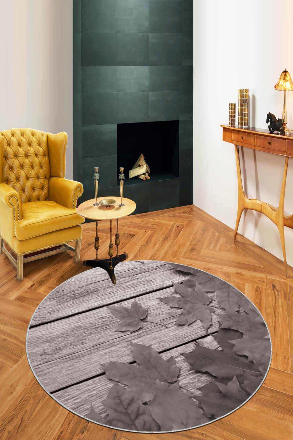Viva Home AR412 Gri 7 mm Mikropolyester Yıkanabilir İnce Kaymaz Pamuk Taban Yuvarlak Makine Dokuma Salon Halısı 100x200 cm