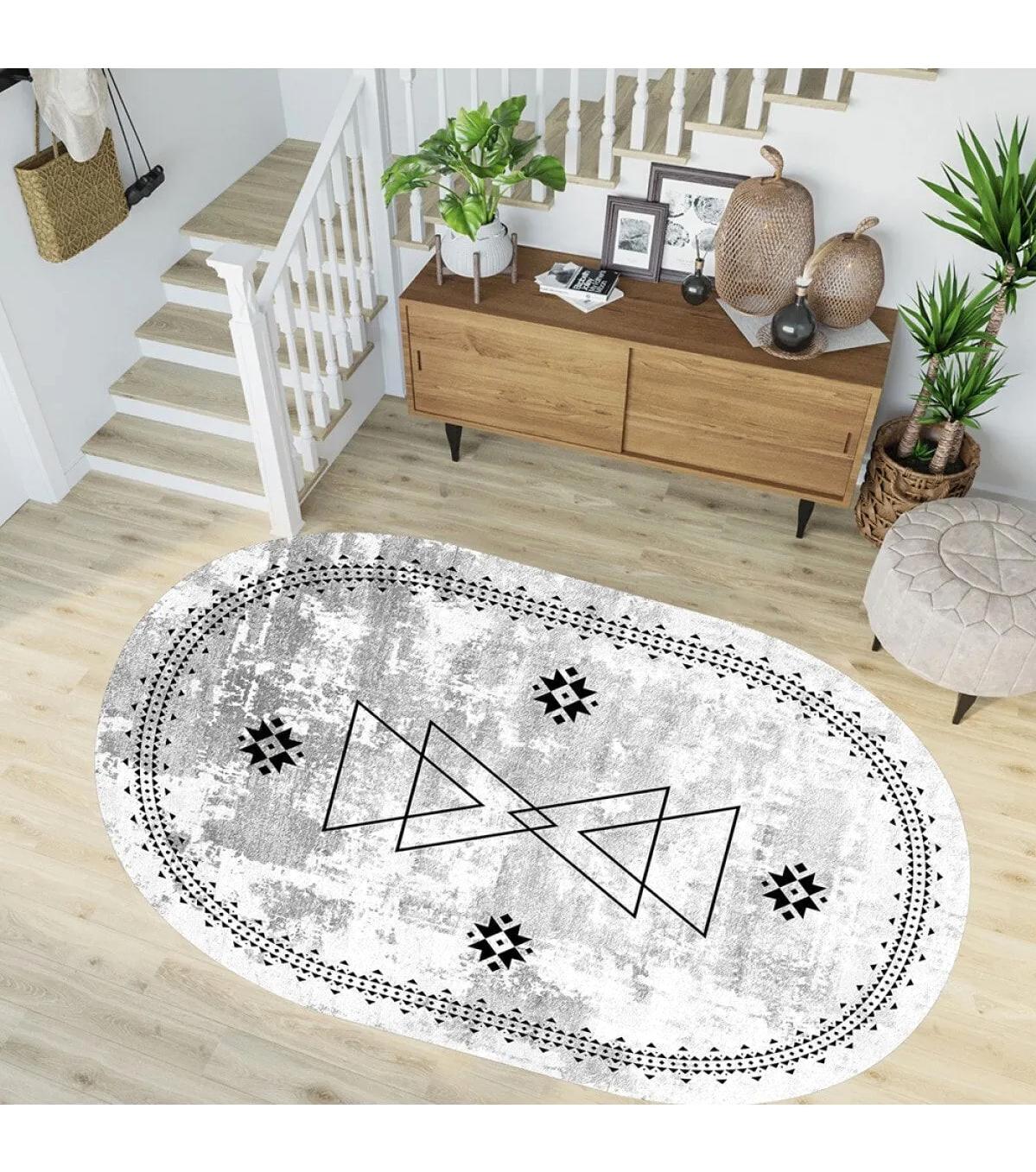 Rovigo Home RVG7241-SD1030 Gri 8 mm Polyester Yıkanabilir Orta Kaymaz Dot Taban Dikdörtgen Makine Dokuma Salon Halısı 200x290 cm