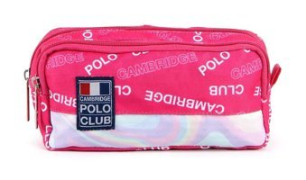Cambridge Polo Club Rococo Pembe Düz Bez Bölmeli Çift Gözlü Yazılı Dikdörtgen Cüzdan Kalemlik