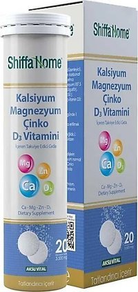 Aksu Vital Kalsiyum Magnezyum Çinko D3 Vitamini Yeşil Elmalı Yetişkin 20 Adet