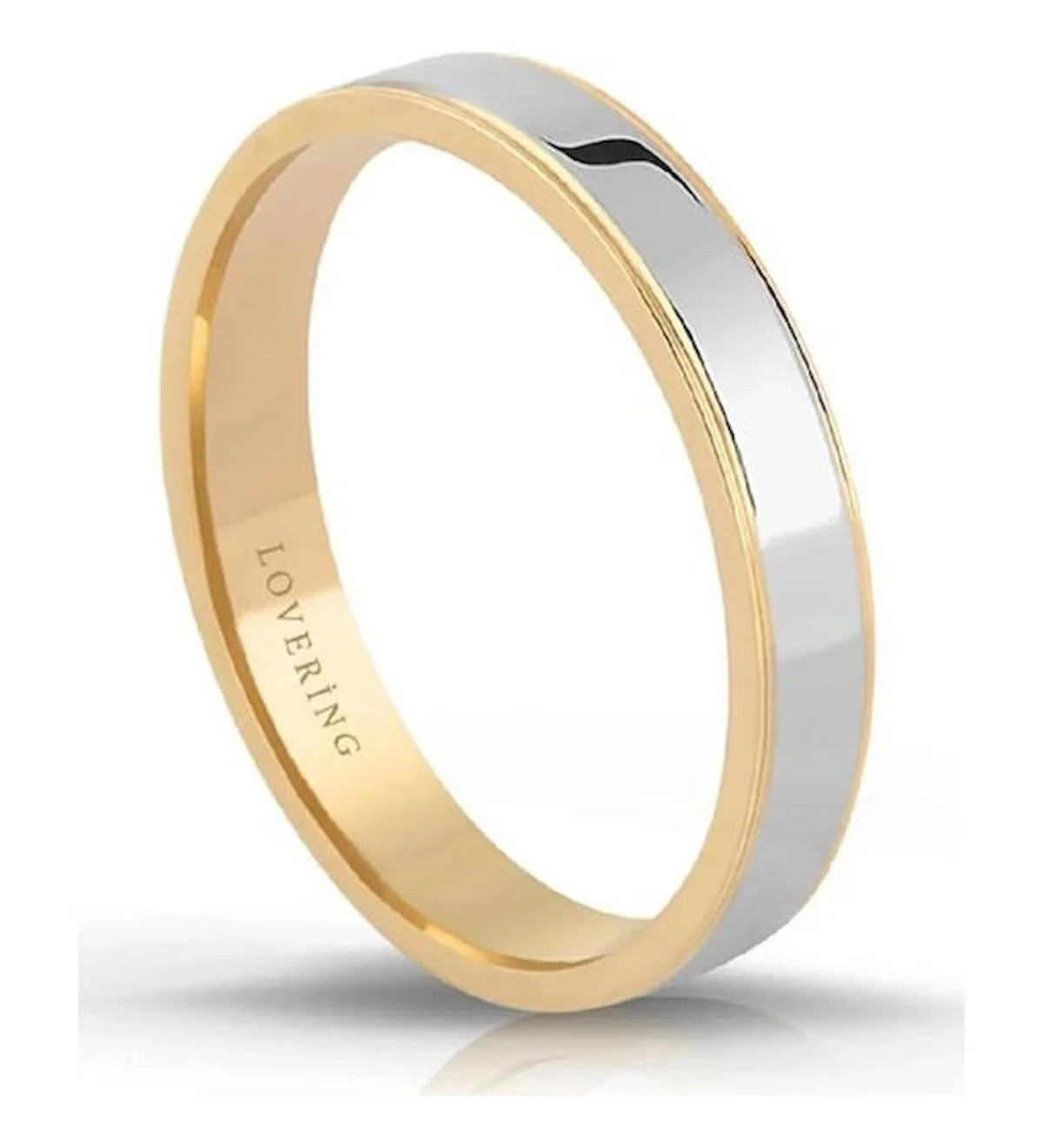 Lovering Gri-Sarı Çelik Erkek LVR409 Alyans