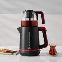 Karaca Maxi Tea XL 2in1 Otomatik Kapanma 1700 W Cam Siyah-Kırmızı Çay Makinesi