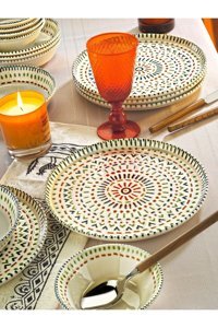 Kitchen Life Zen Mandalası 12 Parça 4 Kişilik Desenli Porselen Yuvarlak Yemek Takımı