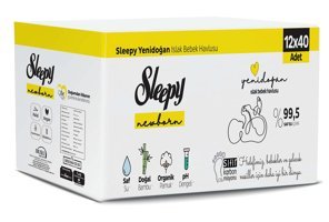 Sleepy Yenidoğan 40 Yaprak 12'li Paket Islak Mendil