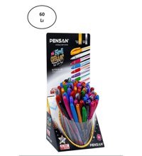 Pensan Glitter 10 Renkli 1.0 mm Simli 60'lı Tükenmez Kalem Seti