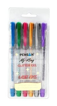 Pensan My-King 6 Renkli 1.0 mm Simli Çok Renkli 6'lı Tükenmez Kalem Seti