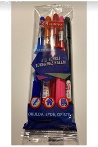 Mikro 5 Renkli 1.0 mm Çok Renkli 5'li Tükenmez Kalem Seti