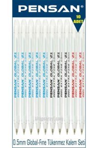 Pensan Global-fine 21 3 Renkli 0.5 mm İğne Uçlu Çok Renkli 10'lu Tükenmez Kalem Seti