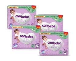 Canbebe Fırsat Paketi 7 Numara Cırtlı Bebek Bezi 4x28'li