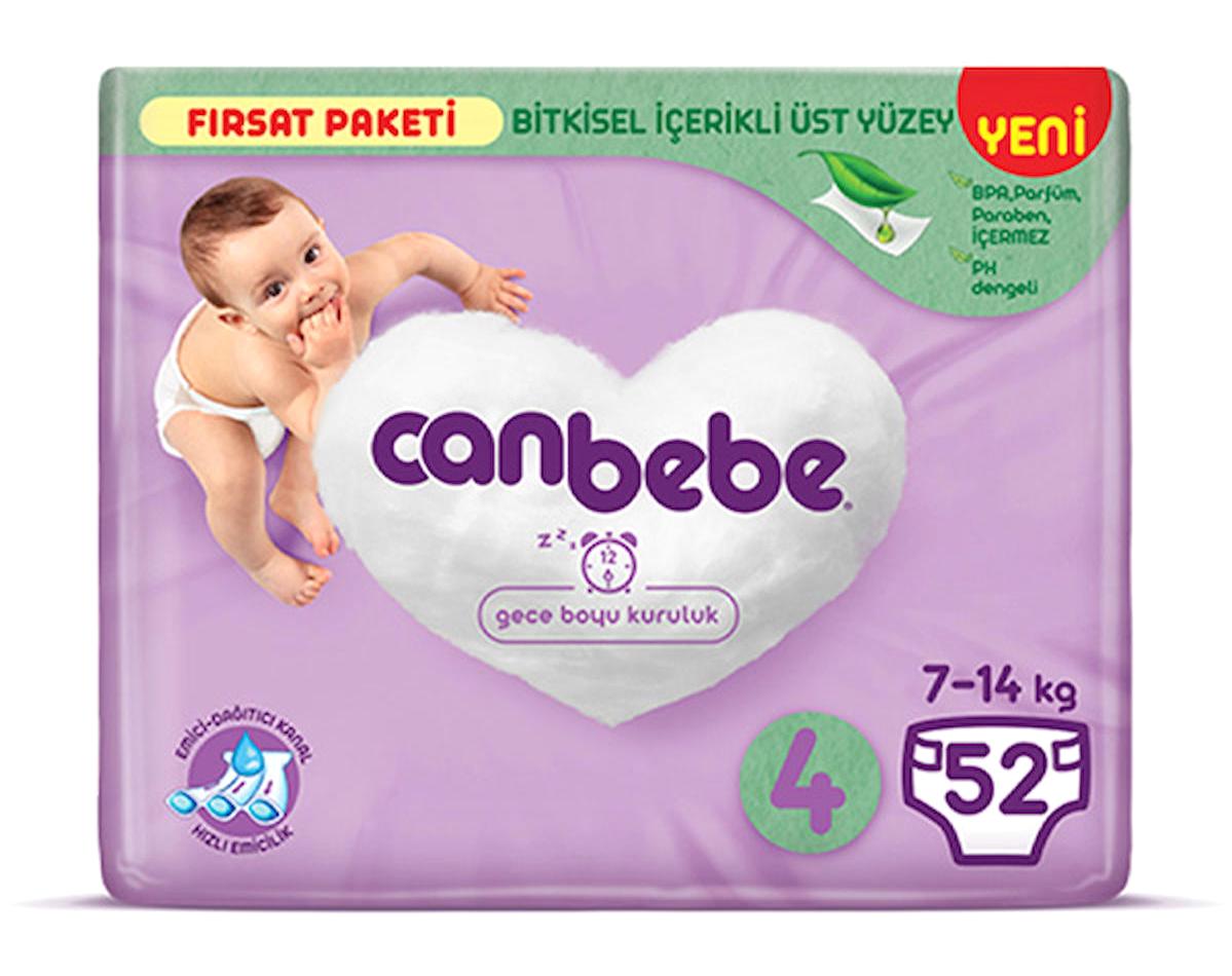 Canbebe 4 Numara Cırtlı Bebek Bezi 52'li