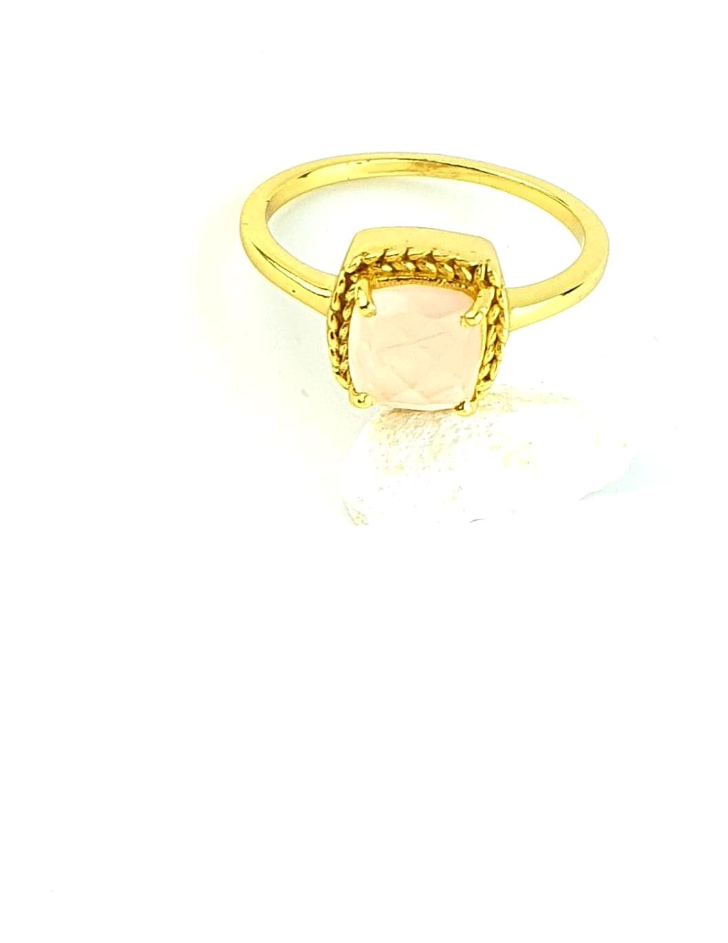 Oseshop Pembe Pembe Kuvars Taşlı 925 Ayar Gümüş Yüzük