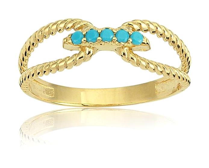Fasek Gold Turkuaz Taşlı 925 Ayar Gümüş Yüzük