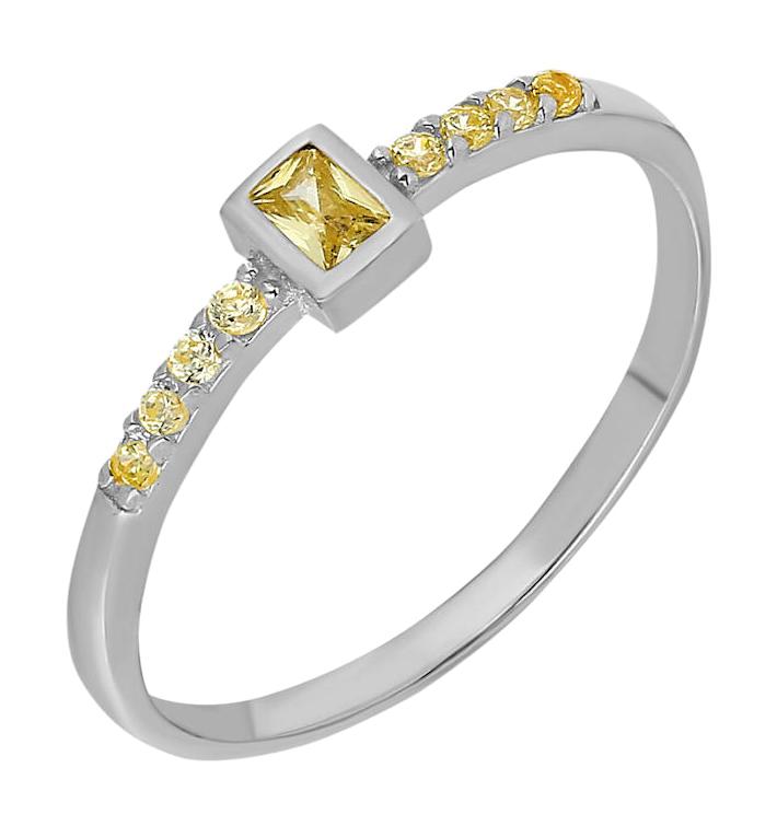 Chavin Jewellery Sarı Taşlı Ayarlanabilir 925 Ayar Gümüş Yüzük