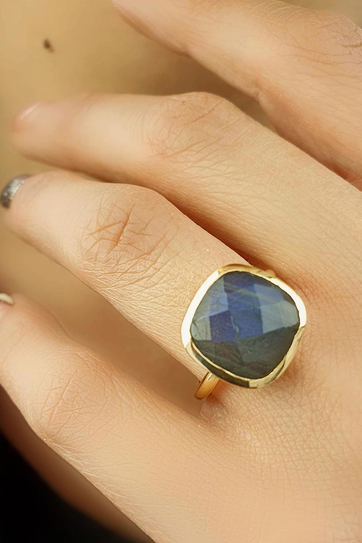 Oseshop Mor Labradorit Taşlı Taşlı 925 Ayar Gümüş Yüzük