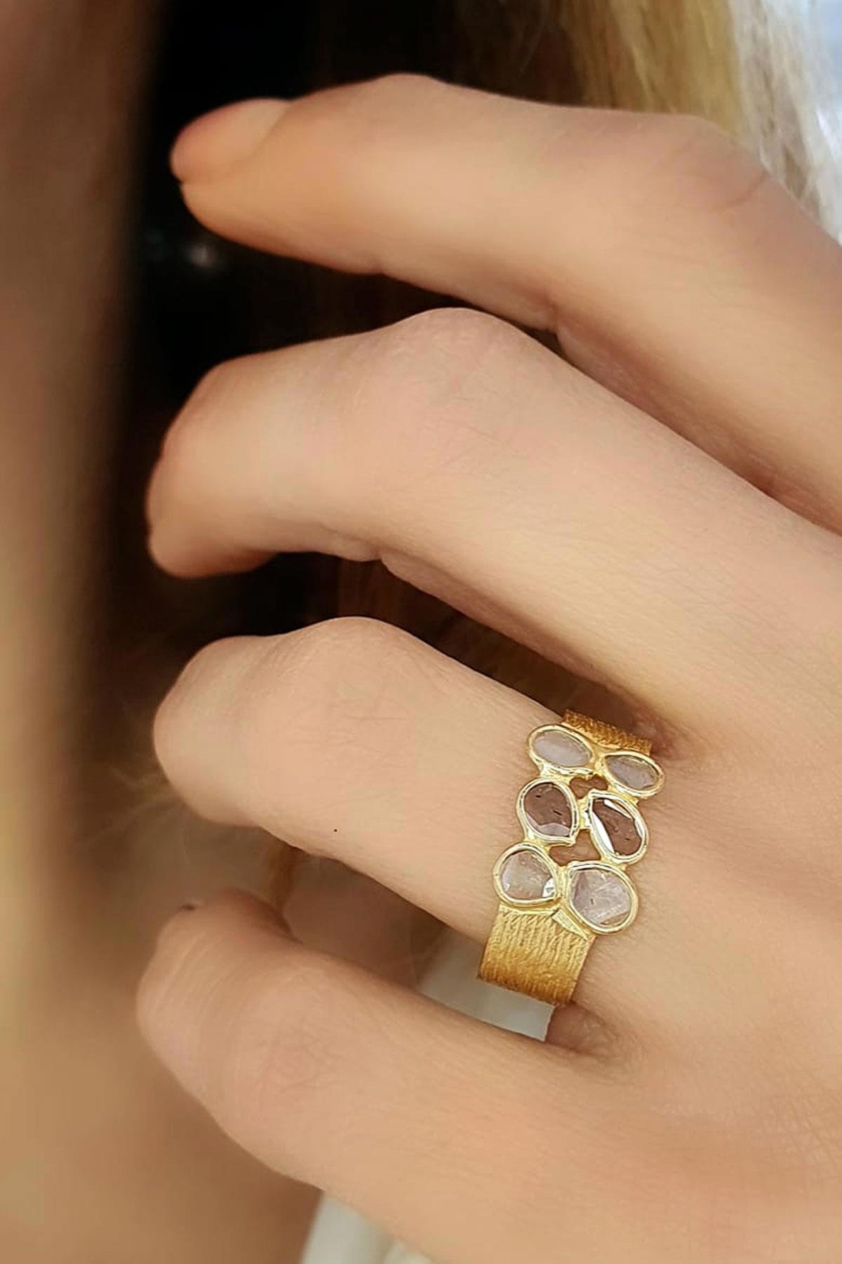 Oseshop Beyaz Rutil Kuvars Taşlı 925 Ayar Gümüş Yüzük