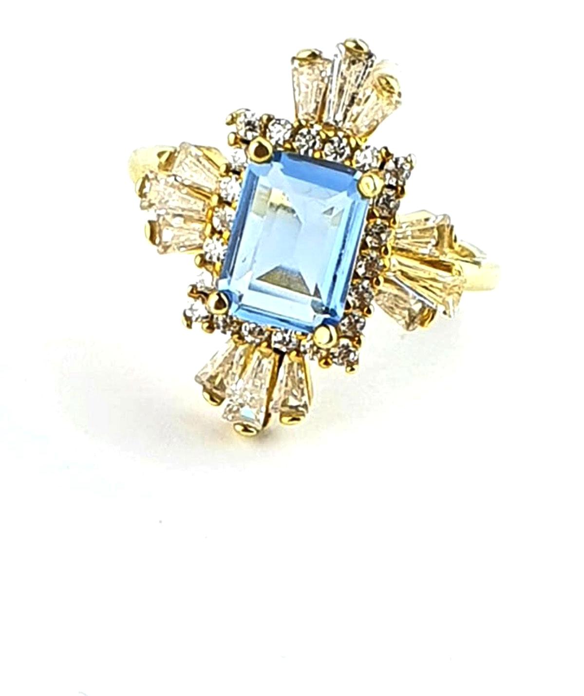 Oseshop Mavi Taşlı 925 Ayar Baget Gümüş Yüzük