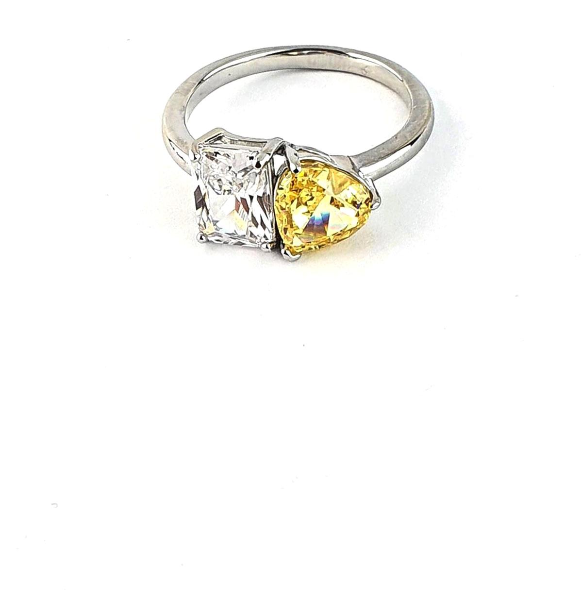 Oseshop Sarı Taşlı 925 Ayar Baget Gümüş Yüzük