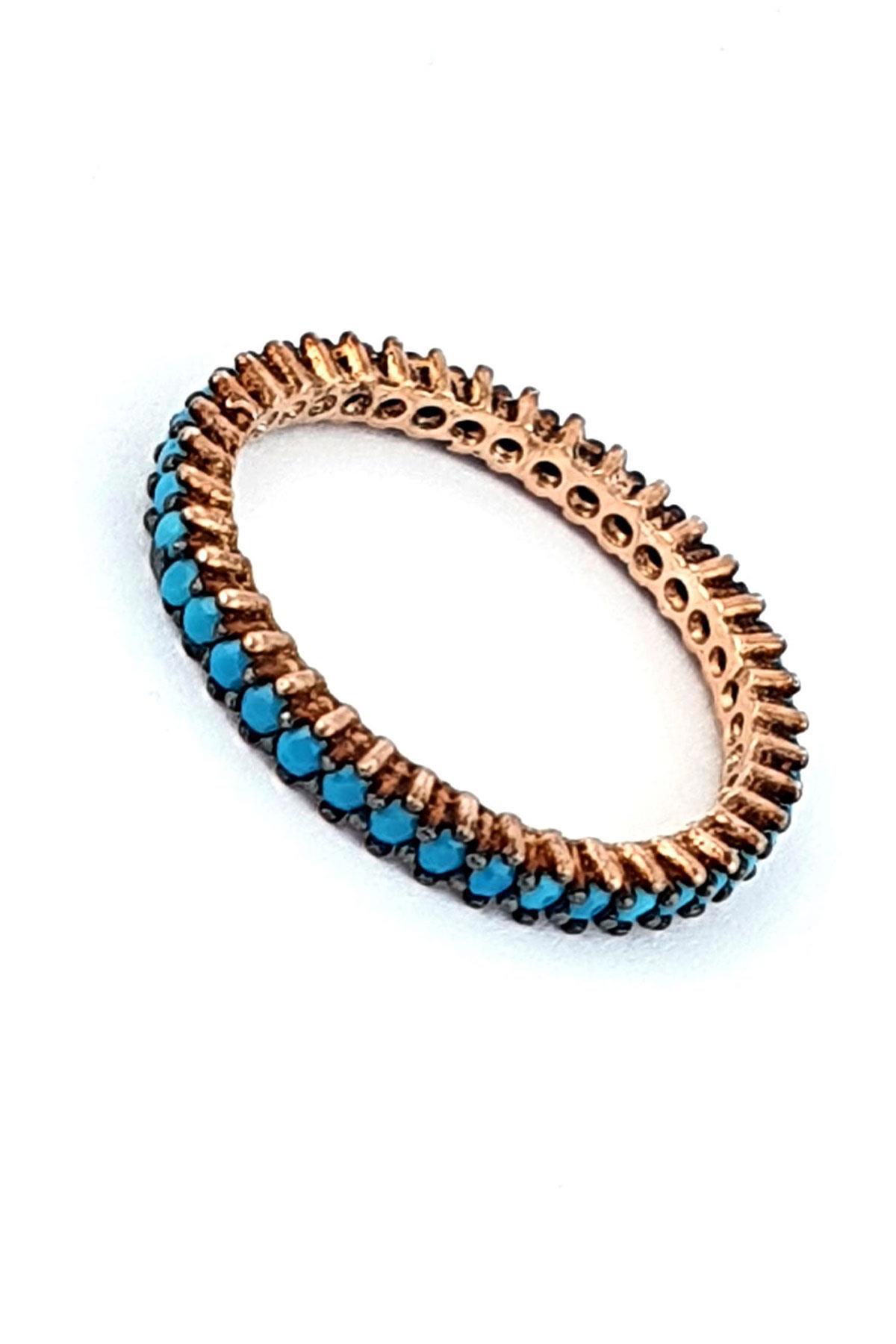 Oseshop Mavi Taşlı 925 Ayar Tamtur Gümüş Yüzük