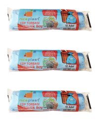 Niceplast Standart Büyük Boy 65x80 cm Çöp Poşeti 30 Adet Mavi