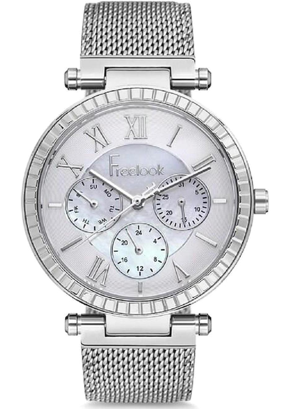 Freelook FL.1.10093.1 34 mm Gri Çelik Kordon Analog Kadın Kol Saati