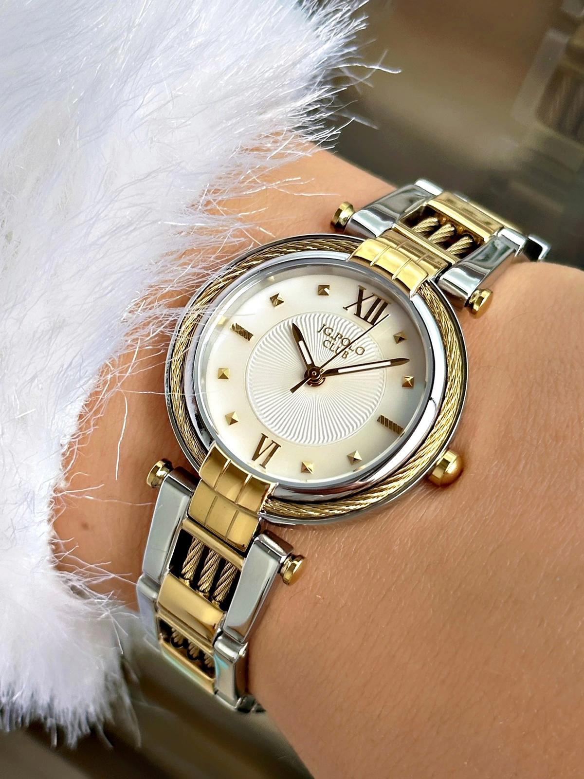 Jg. Polo Club JPC.0923.11616.4 38 mm Altın-Gri Çelik Kordon Analog Kadın Kol Saati