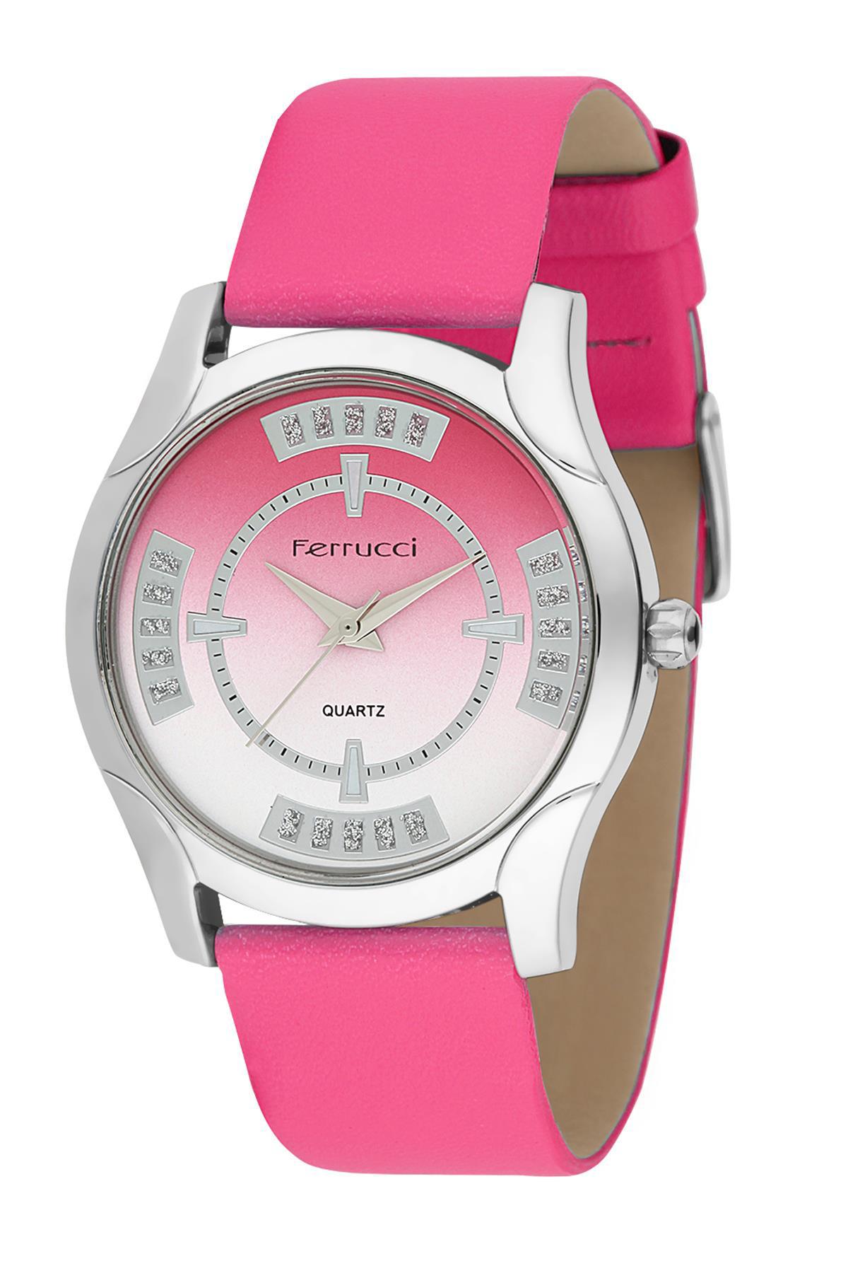 Ferrucci 8FK393 38 mm Pembe Deri Kordon Analog Kadın Kol Saati
