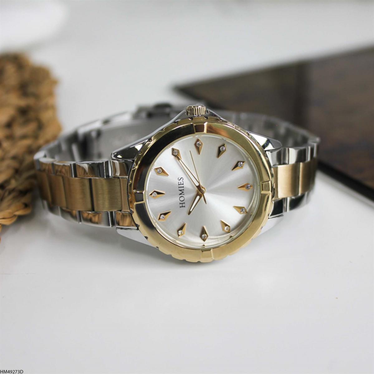 Homies HM49273D 35 mm Altın-Gri Metal Kordon Analog Kadın Kol Saati