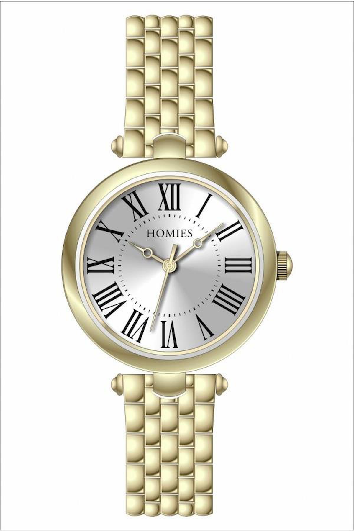 Homies HM23786S01-2 36 mm Altın Çelik Kordon Analog Kadın Kol Saati