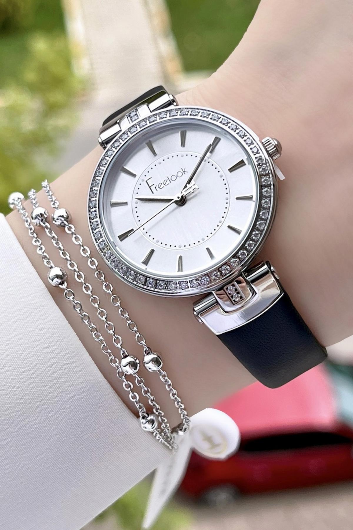 Freelook FLISTE15 35 mm Siyah Deri Kordon Analog Kadın Kol Saati