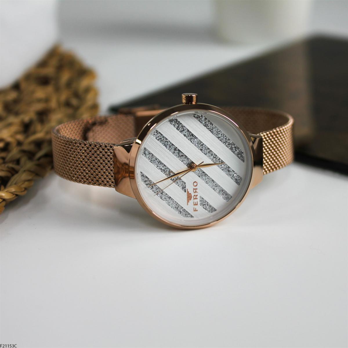 Ferro F21153C 36 mm Rose Gold Metal Kordon Analog Kadın Kol Saati