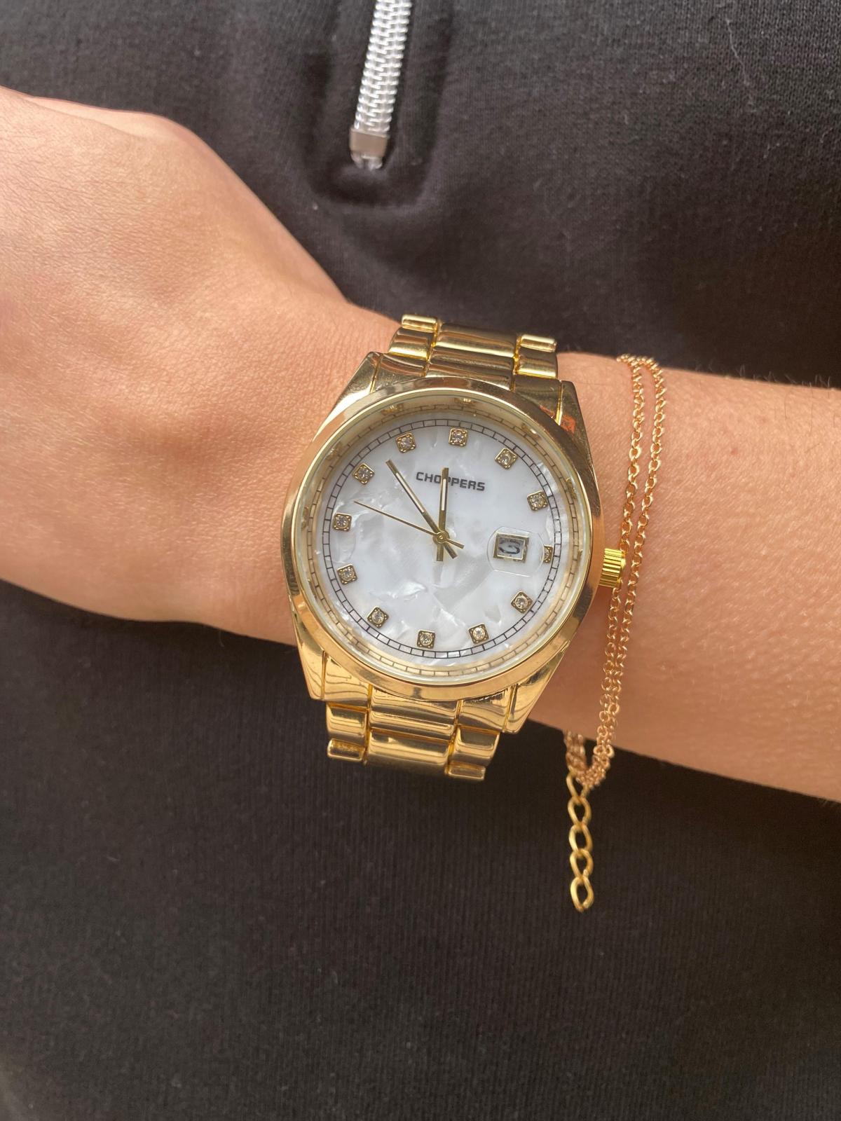 Choppers HBG17044A Takvimli 38 mm Altın Metal Kordon Analog Kadın Kol Saati
