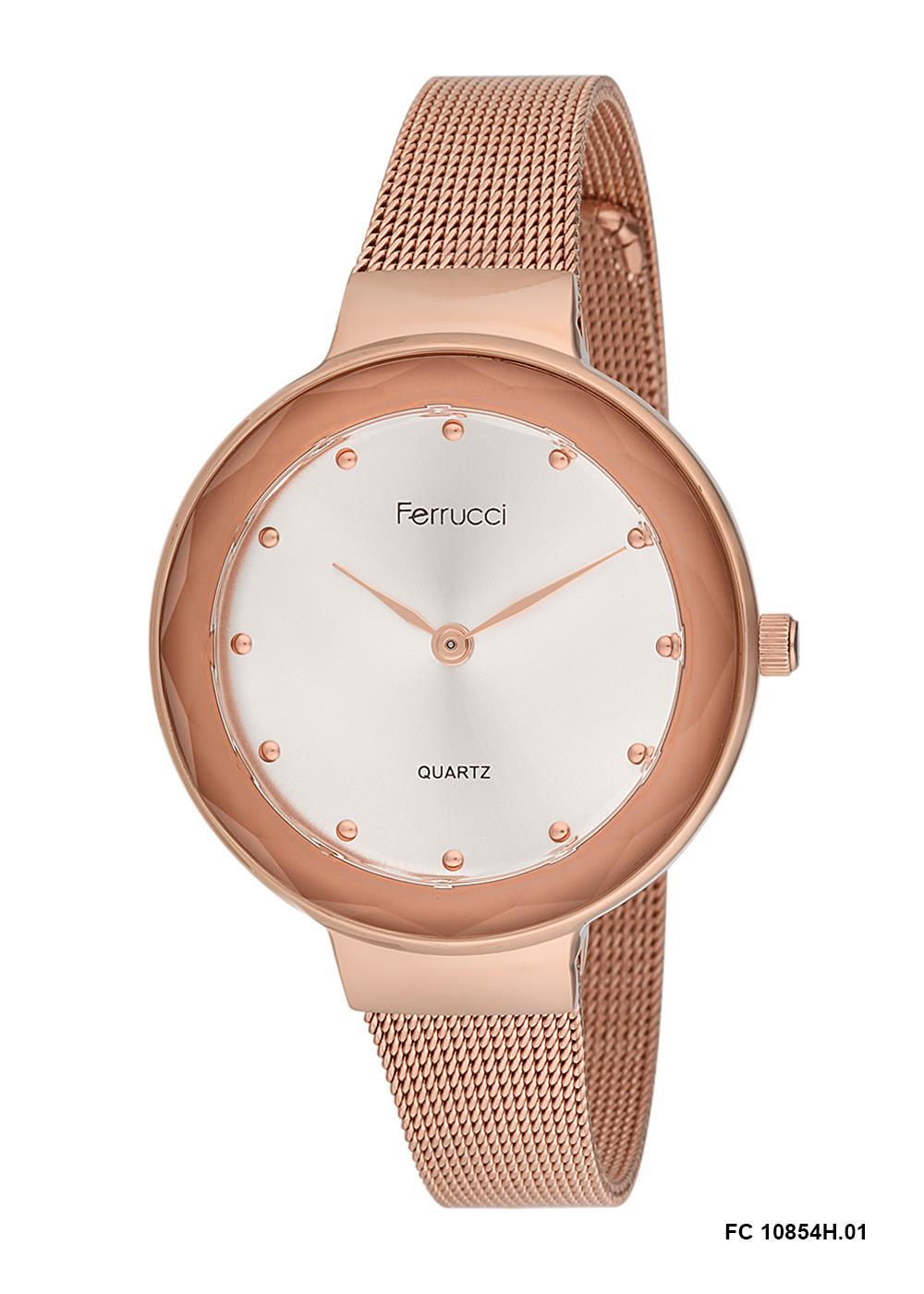 Ferrucci 9FM232 38 mm Rose Gold Çelik-Hasır Kordon Analog Kadın Kol Saati