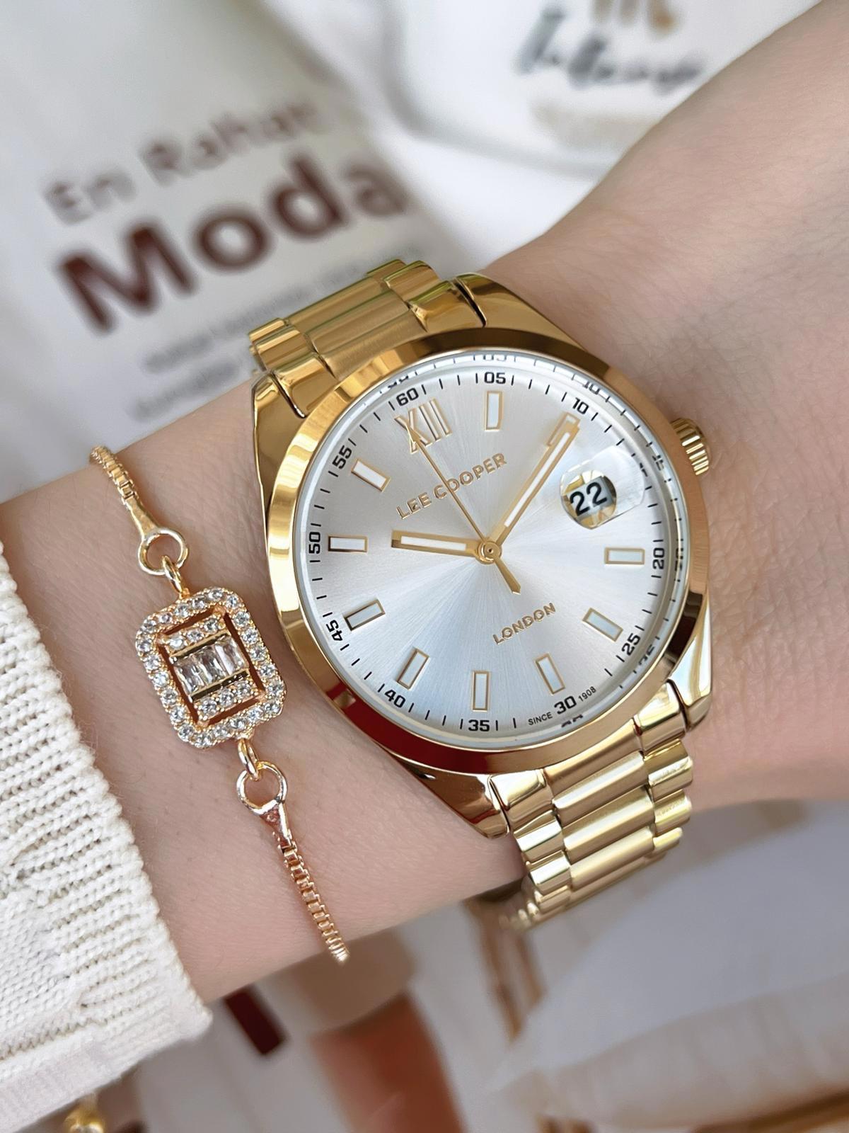 Lee Cooper LC7827.130 40 mm Altın Çelik Kordon Analog Kadın Kol Saati