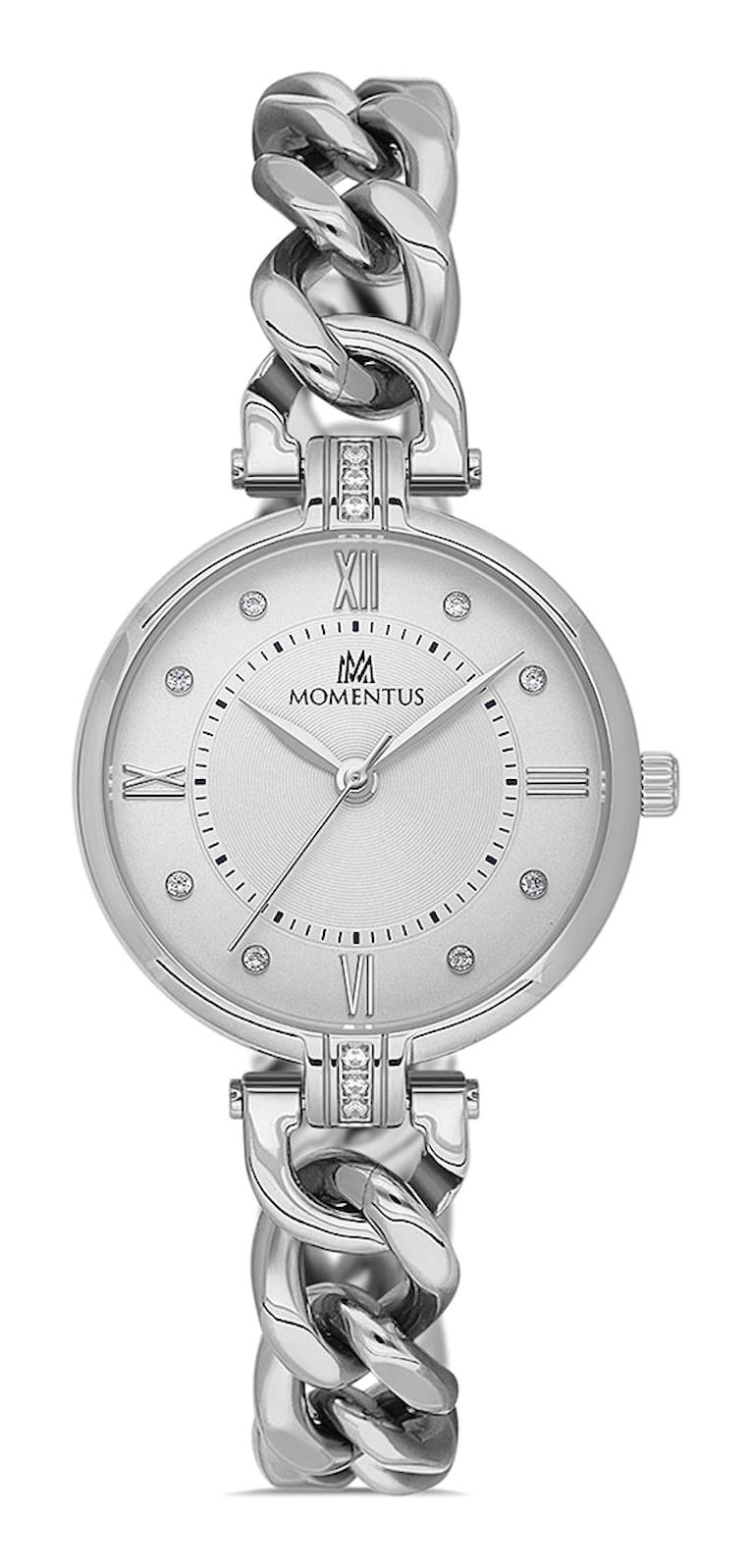 Momentus SW232S-02SS 30 mm Gri Çelik Kordon Analog Kadın Kol Saati