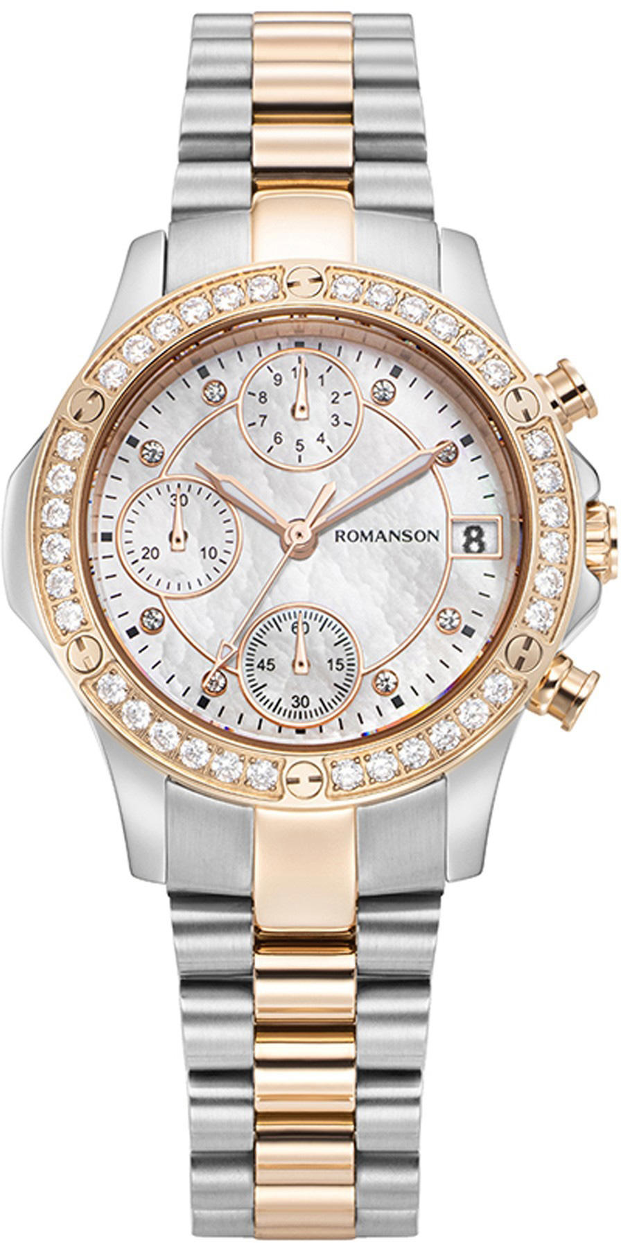Romanson RM7000QLJJM16R Takvimli 32 mm Gri-Rose Gold Çelik Kordon Analog Kadın Kol Saati