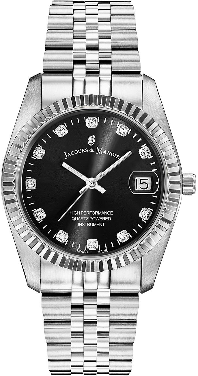 Jacques Du Manoir NRO.05 Takvimli 36 mm Gri Çelik Kordon Analog Kadın Kol Saati