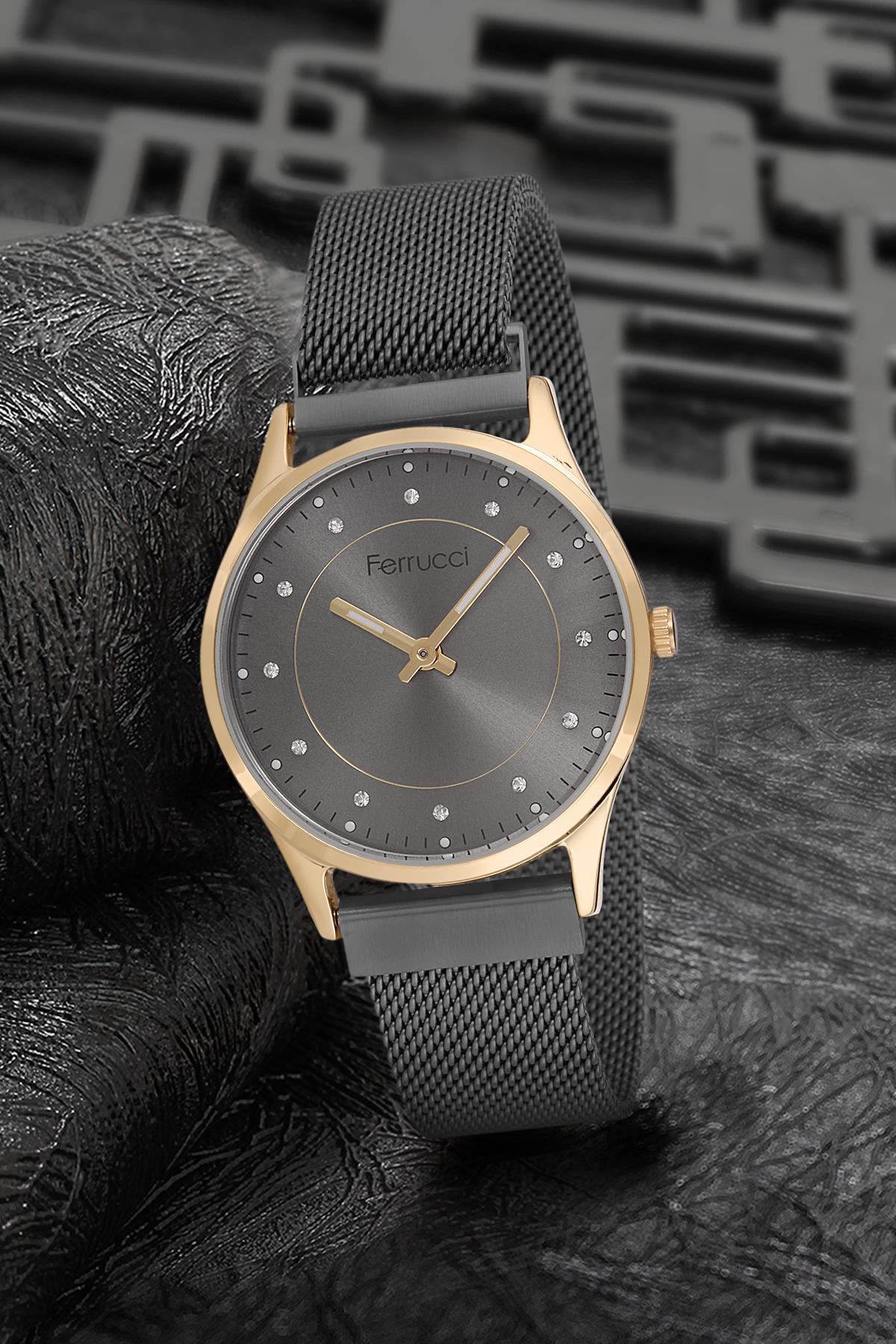 Ferrucci 9FM2506 36 mm Siyah Metal Kordon Analog Kadın Kol Saati