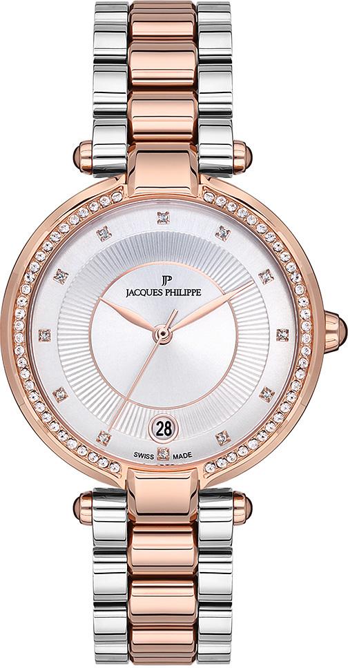 Jacques Philippe JPQLS083328 Takvimli 36 mm Gri-Rose Gold Çelik Kordon Analog Kadın Kol Saati