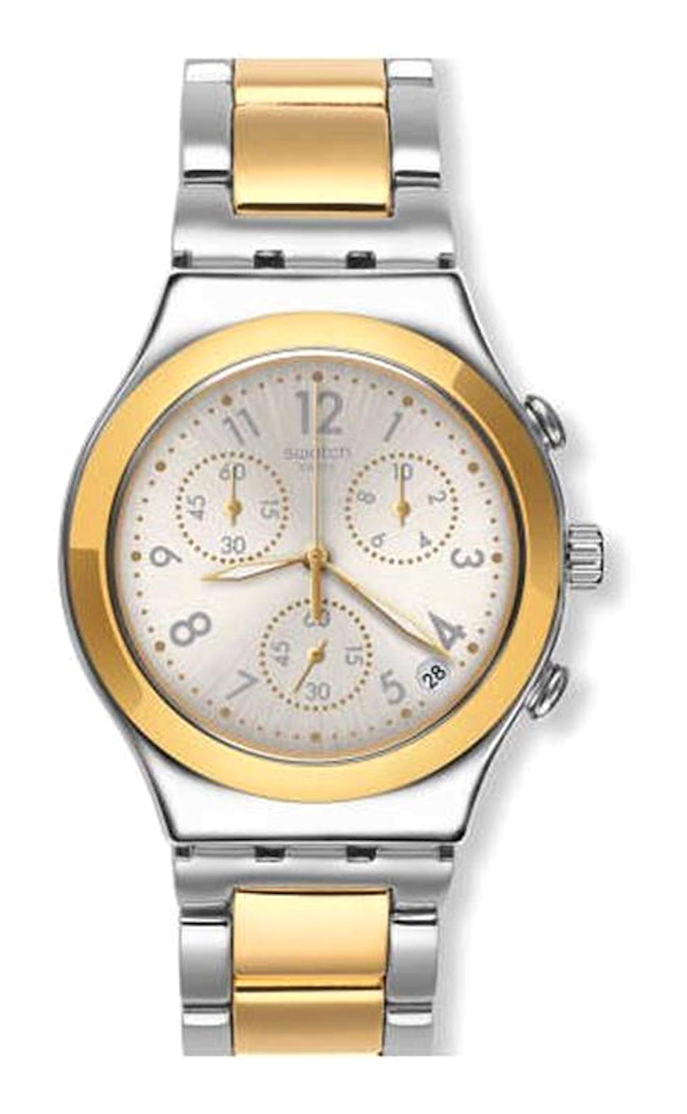 Swatch YCS590G 41-45 mm Altın-Gri Çelik Kordon Analog Kadın Kol Saati
