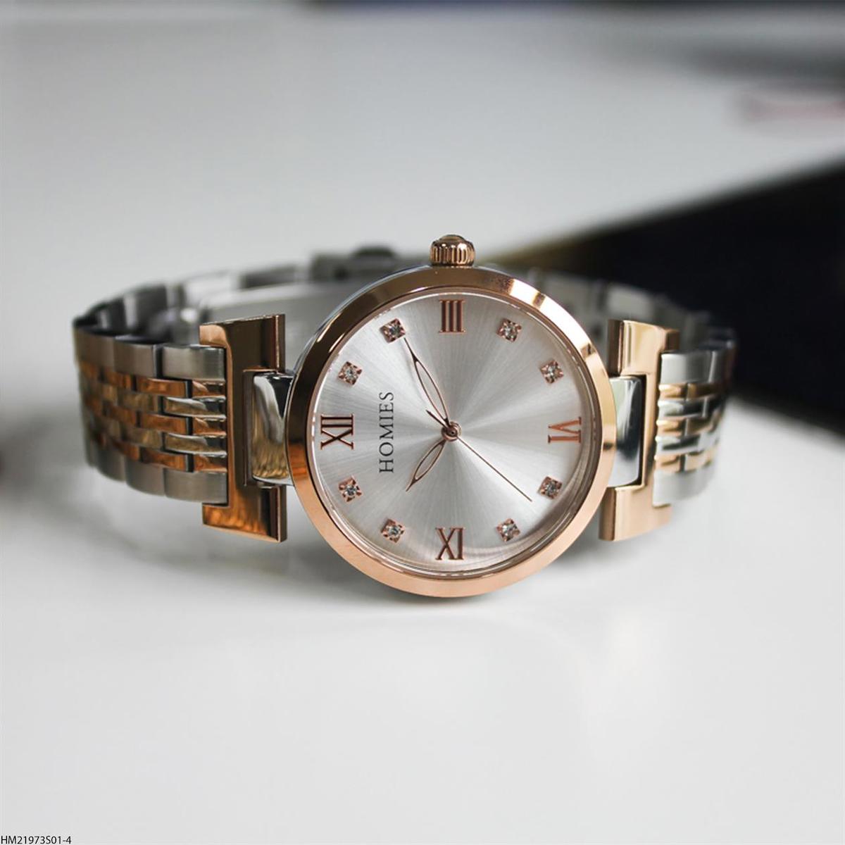 Homies HM21973S01-4 34 mm Gri-Rose Gold Çelik Kordon Analog Kadın Kol Saati