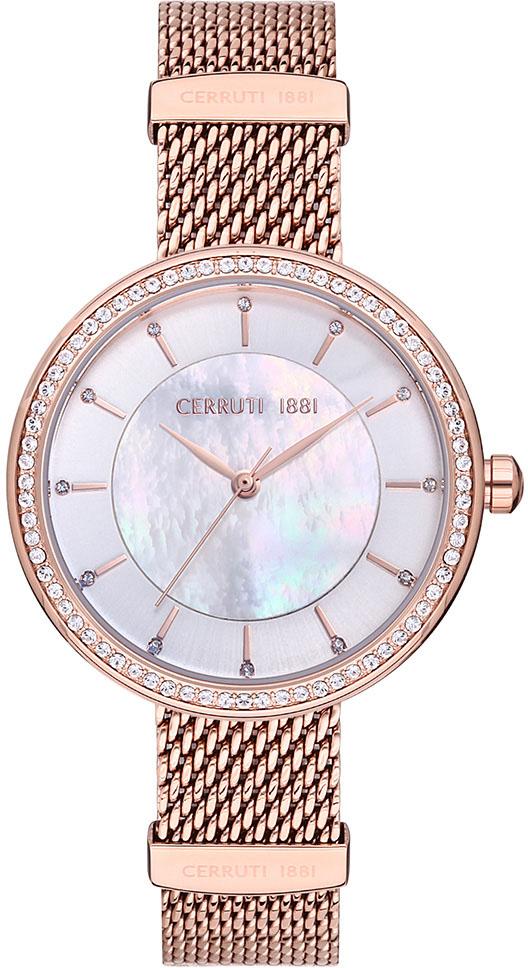 Cerruti 1881 CRM27003 35 mm Rose Gold Hasır Kordon Analog Kadın Kol Saati