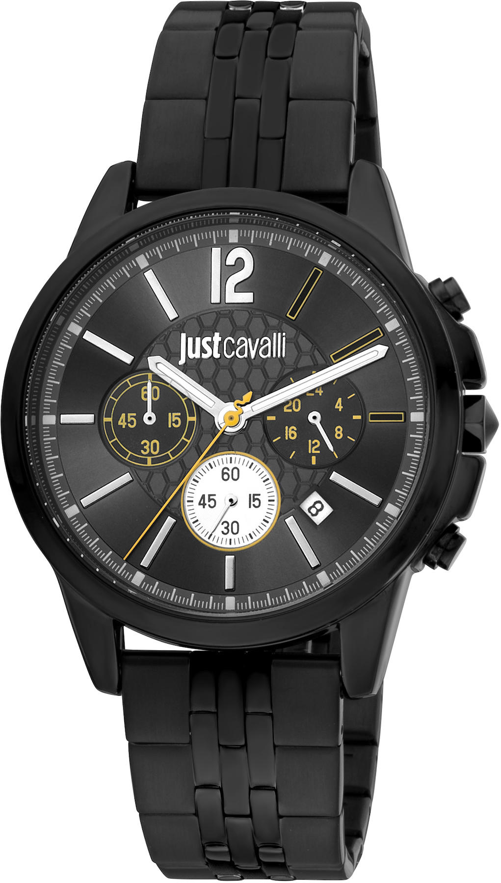 Just Cavalli JC1G175M0285 Takvimli 34 mm Siyah Çelik Kordon Analog Kadın Kol Saati