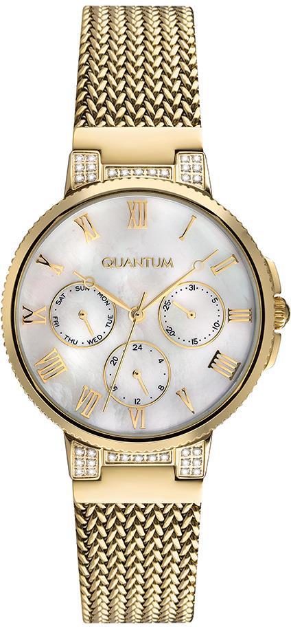 Quantum IML944.120 Takvimli 34 mm Altın Çelik Kordon Analog Kadın Kol Saati