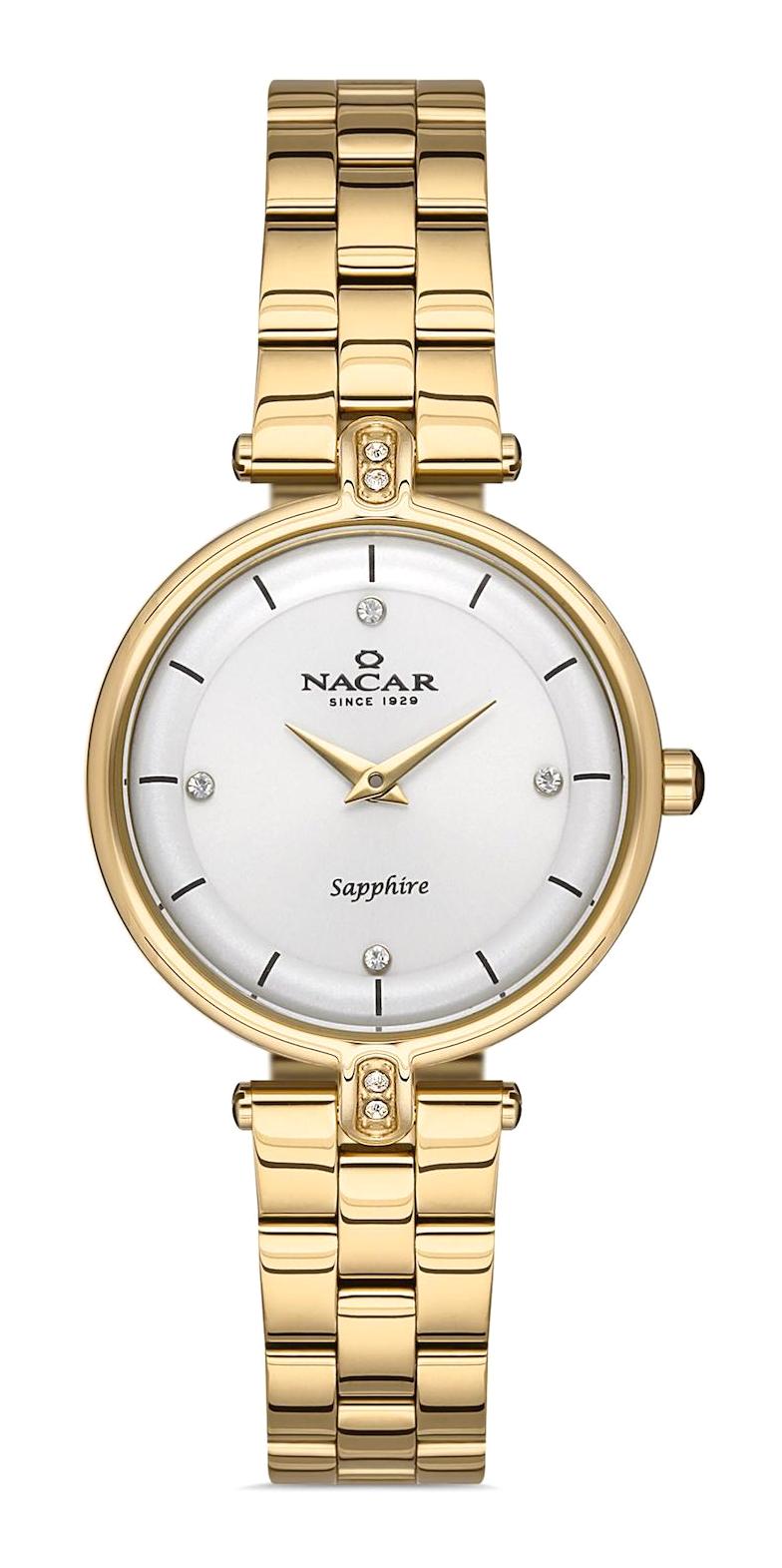 Nacar 3439C714-DSMS 30 mm Sarı Metal Kordon Analog Kadın Kol Saati