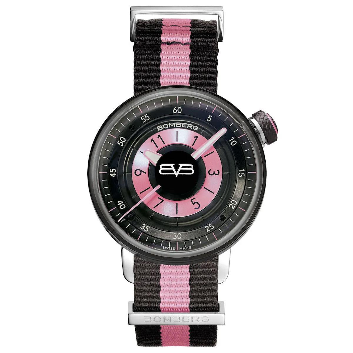 Bomberg BB-CT38H3PBA0529 Takvimli 38 mm Pembe-Siyah Kanvas Kordon Analog Kadın Kol Saati