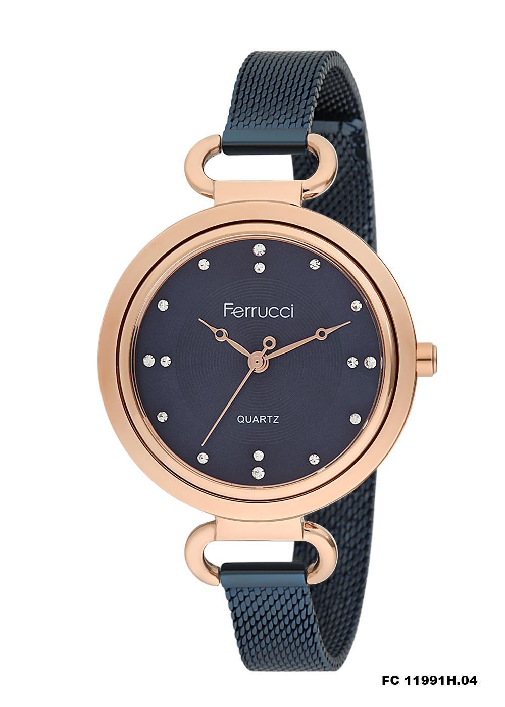 Ferrucci 8FM2420 38 mm Lacivert Çelik-Hasır Kordon Analog Kadın Kol Saati