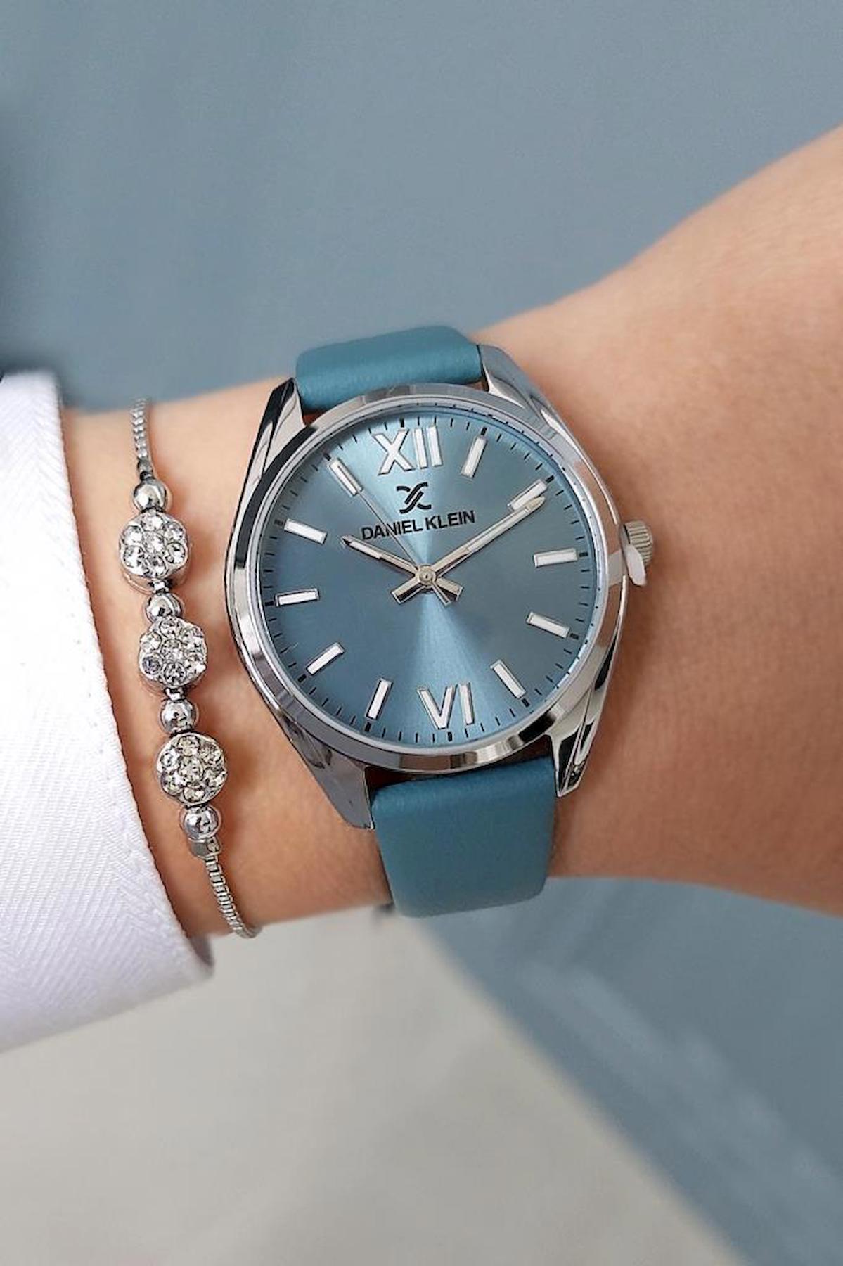 Daniel Klein 34 mm Mavi Deri Kordon Analog Kadın Kol Saati