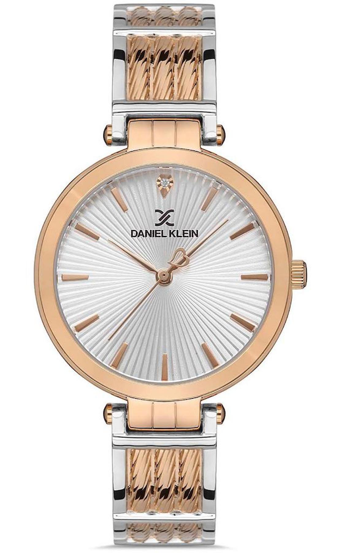 Daniel Klein DKE.1.10074.2 35 mm Gri-Rose Gold Metal Kordon Analog Kadın Kol Saati