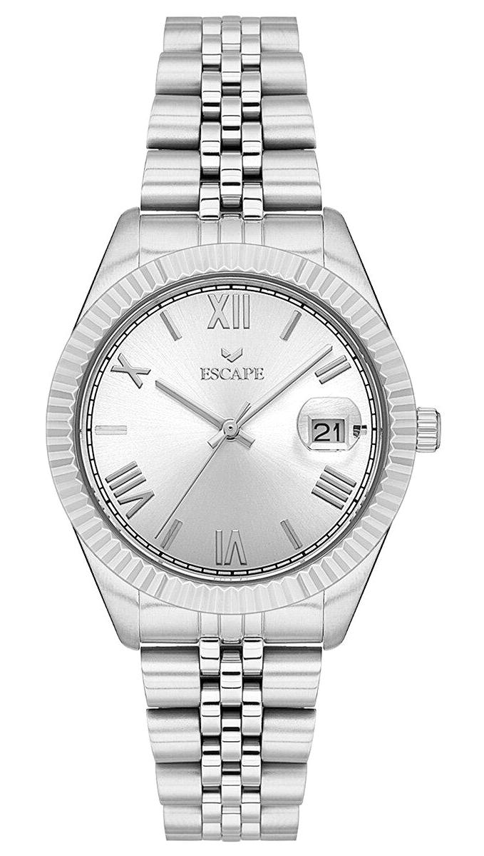 Escape ESCP203901 Takvimli 36 mm Gri Çelik Kordon Analog Kadın Kol Saati